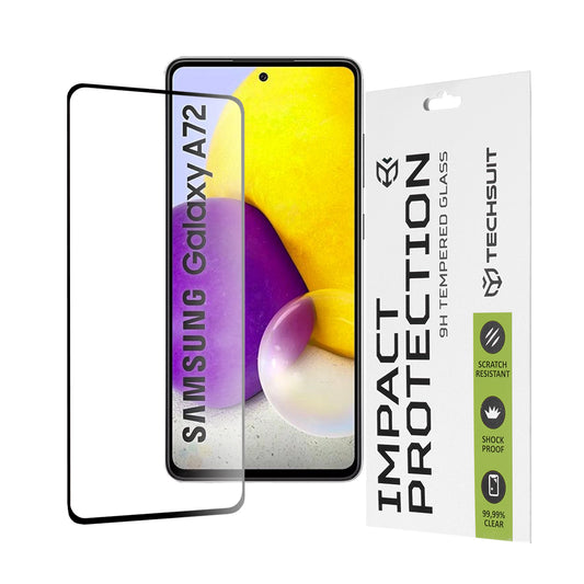 Προστατευτική μεμβράνη οθόνης Techsuit για Samsung Galaxy A72 A725 / A72 5G A726, Ασφαλισμένο γυαλί, Full Glue, 111D, Μαύρο