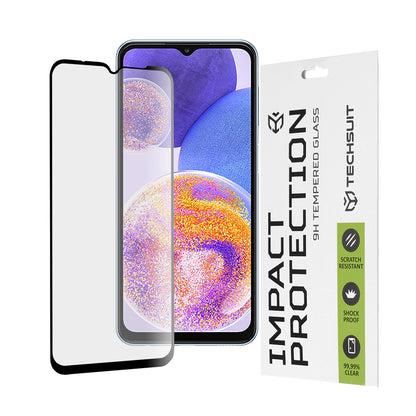 Techsuit Screen Protector Film for Samsung Galaxy M13 M135 / F13 E135 / A23 5G A236 / A23 A235, Tempered Glass, Full Glue, 111D, Black