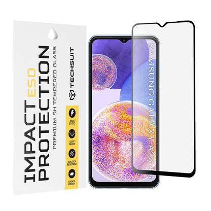 Προστατευτική μεμβράνη οθόνης Techsuit για Samsung Galaxy M13 M135 / F13 E135 / A23 5G A236 / A23 A235 / M23 M236, Ασφαλισμένο γυαλί, Πλήρης κόλλα, Μαύρο