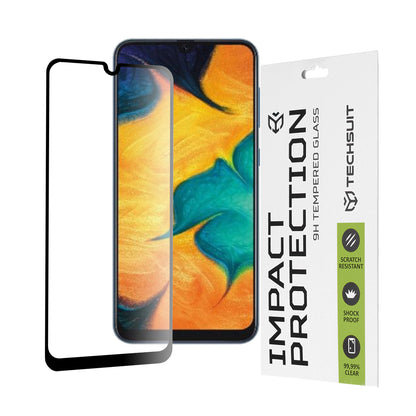 Προστατευτική μεμβράνη οθόνης Techsuit για Samsung Galaxy M31 M315 / M21 M215 / A50s A507 / A30s A307, Ασφαλισμένο γυαλί, Full Glue, 111D, Μαύρο