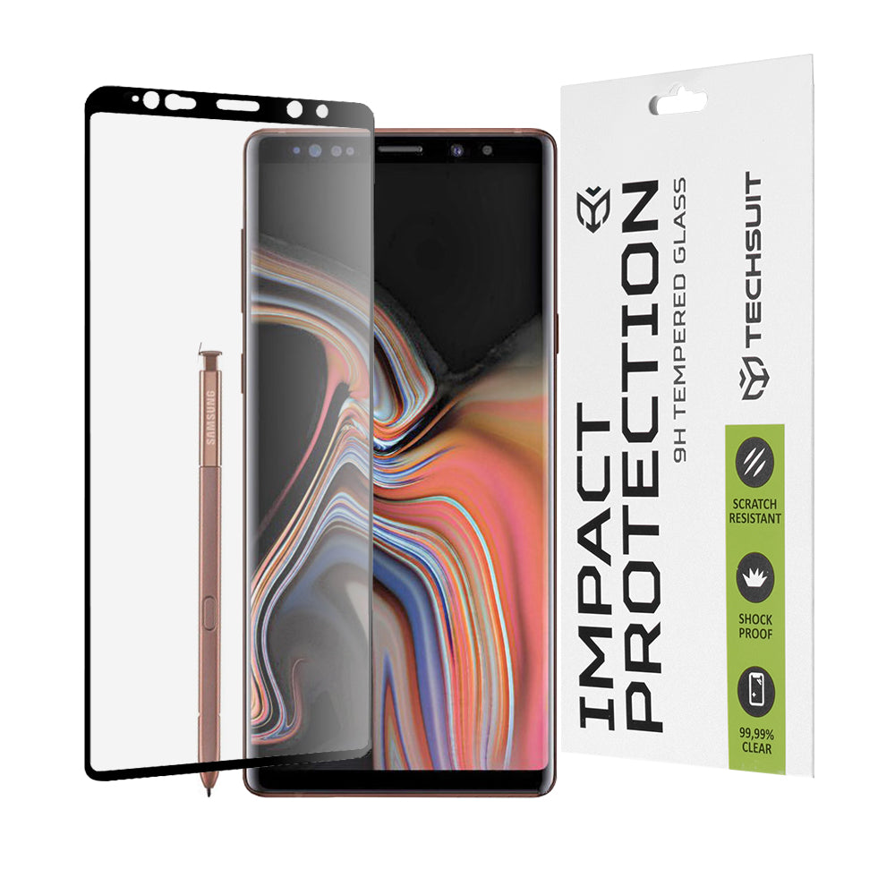 Προστατευτική μεμβράνη οθόνης Techsuit για Samsung Galaxy Note 9 N960, Ασφαλισμένο γυαλί, Full Glue, 111D, Μαύρο