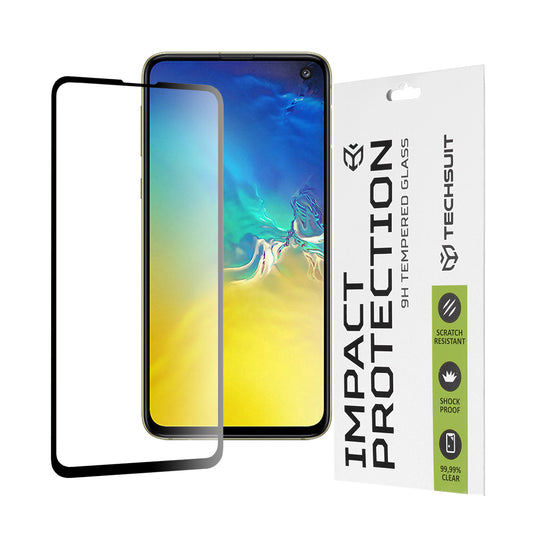 Προστατευτική μεμβράνη οθόνης Techsuit για Samsung Galaxy S10e G970, Ασφαλισμένο γυαλί, Full Glue, 111D, Μαύρο