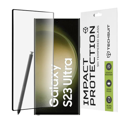 Προστατευτική μεμβράνη οθόνης Techsuit για Samsung Galaxy S23 Ultra S918, Ασφαλισμένο γυαλί, Full Glue, 111D, Μαύρο