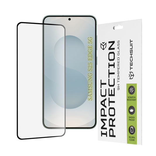 Προστατευτική μεμβράνη οθόνης Techsuit για Samsung Galaxy S25 Edge S937, Ασφαλισμένο γυαλί, Full Glue, 111D, Μαύρο