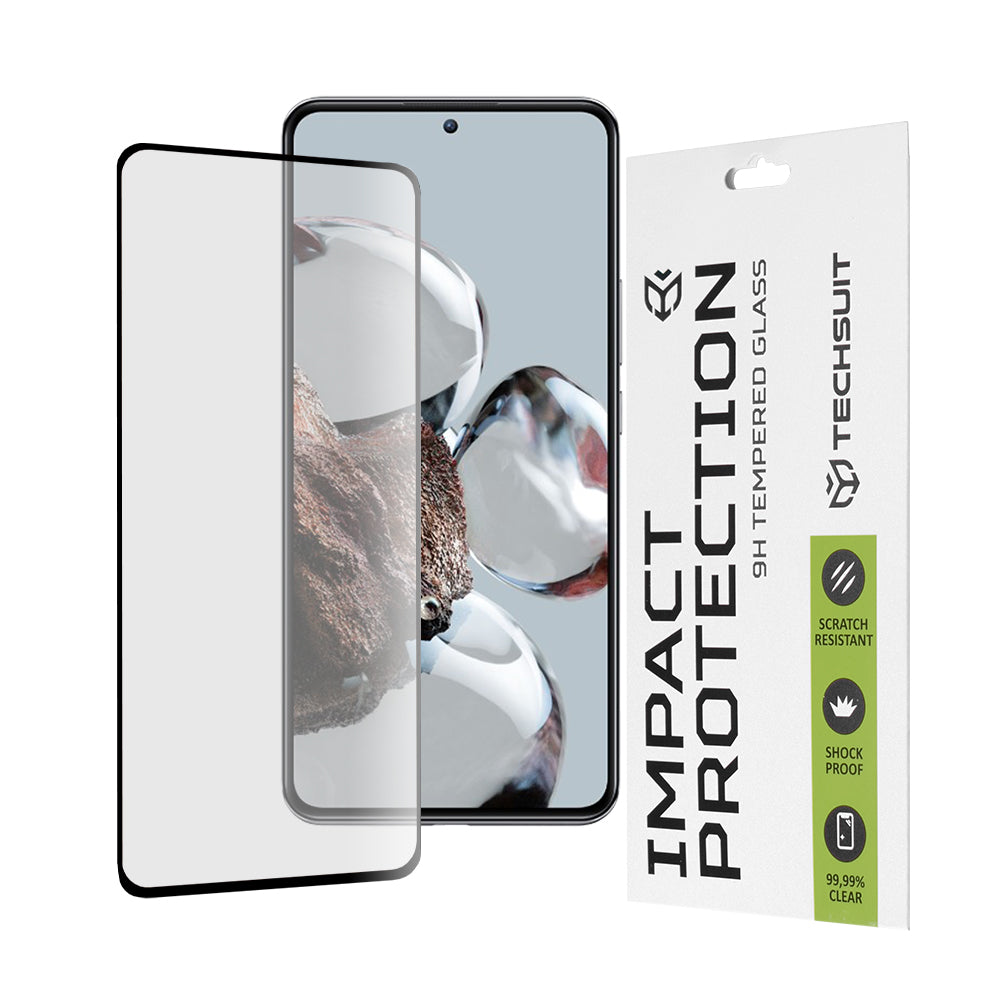 Προστατευτική μεμβράνη οθόνης Techsuit για Xiaomi 12T / 12T Pro, Ασφαλισμένο γυαλί, Full Glue, 111D, Μαύρο