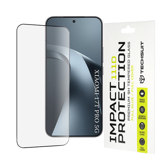 Προστατευτική μεμβράνη οθόνης Techsuit για Xiaomi 17T Pro, Ασφαλισμένο γυαλί, Full Glue, 111D, Μαύρο