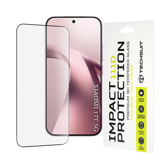 Προστατευτική μεμβράνη οθόνης Techsuit για Xiaomi 17T, Ασφαλισμένο γυαλί, Full Glue, 111D, Μαύρο