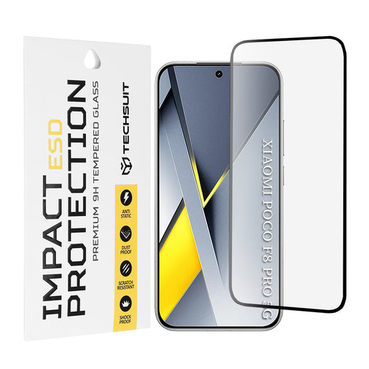 Προστατευτική Μεμβράνη Οθόνης Techsuit για Xiaomi Poco F8 Pro, Ενισχυμένο Γυαλί, Πλήρης Κόλληση, Μαύρη