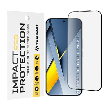 Προστατευτική Μεμβράνη Οθόνης Techsuit για Xiaomi Poco F8 Ultra, Ενισχυμένο Γυαλί, Πλήρης Κόλληση, Μαύρη