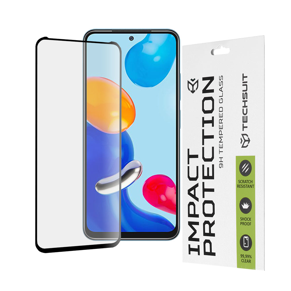 Προστατευτική μεμβράνη οθόνης Techsuit για Xiaomi Poco M4 Pro / Redmi Note 11S / Note 11, Ασφαλισμένο γυαλί, Full Glue, 111D, Μαύρο