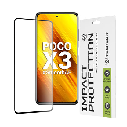 Προστατευτική μεμβράνη οθόνης Techsuit για Xiaomi Poco X3 Pro / X3 NFC / X3, Ασφαλισμένο γυαλί, Full Glue, 111D, Μαύρο