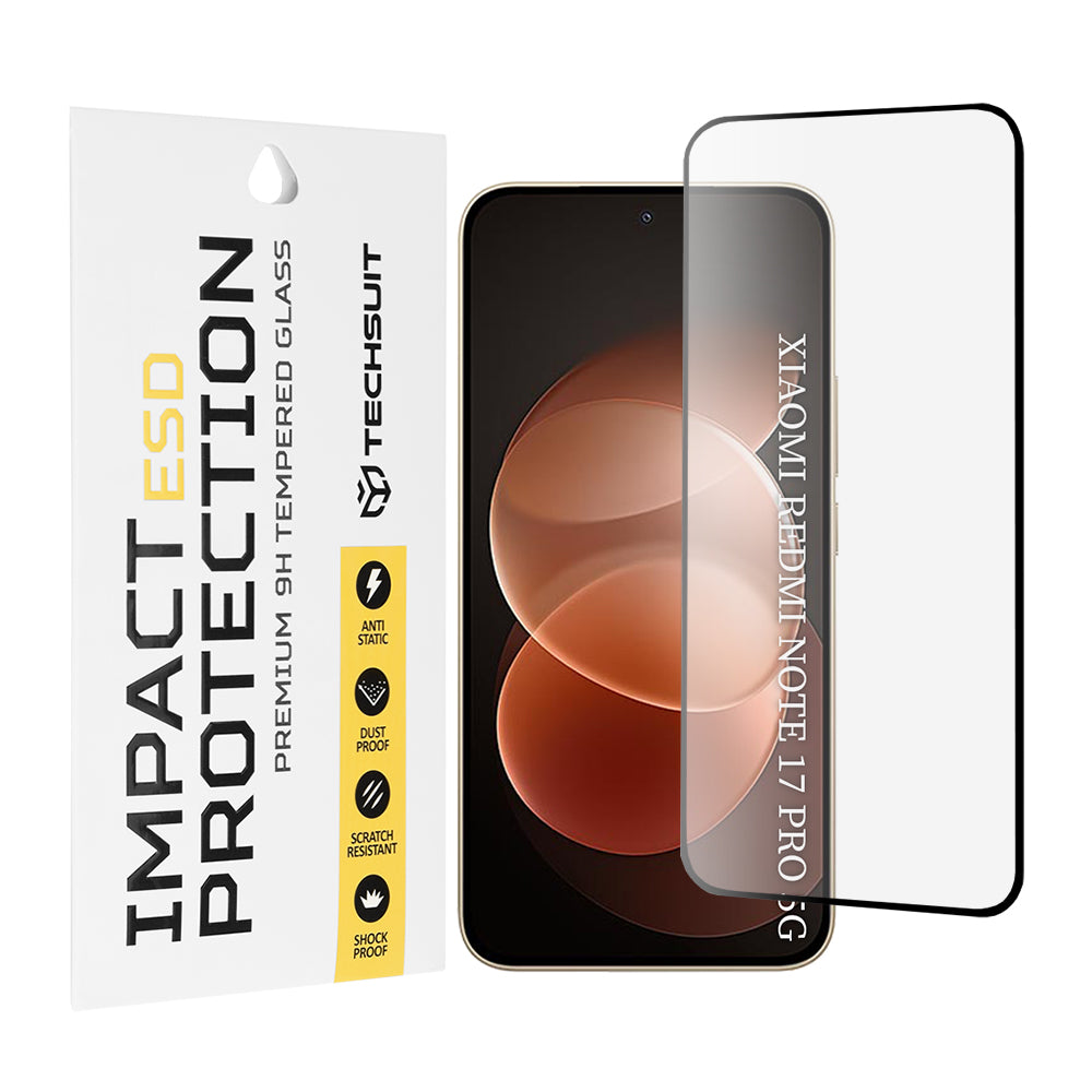 Προστατευτικό οθόνης Techsuit για Xiaomi Poco X8 / Redmi Note 17 Pro / Note 17 Pro Max, Σκληρυμένο Γυαλί, Full Glue, Μαύρο