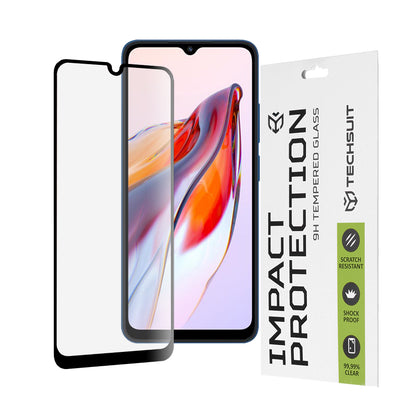 Προστατευτική μεμβράνη οθόνης Techsuit για Xiaomi Redmi 12C / 10C / Poco C40, Ασφαλισμένο γυαλί, Full Glue, 111D, Μαύρο