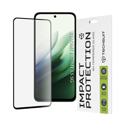 Προστατευτική μεμβράνη οθόνης Techsuit για Xiaomi Redmi 15 5G / 15 4G, Ασφαλισμένο γυαλί, Full Glue, 111D, Μαύρο