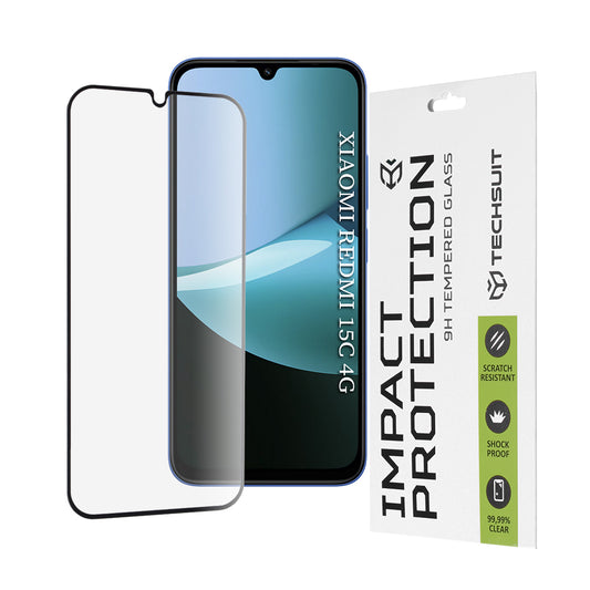 Προστατευτική μεμβράνη οθόνης Techsuit για Xiaomi Redmi 15C 5G / 15C 4G, Ασφαλισμένο γυαλί, Full Glue, 111D, Μαύρο