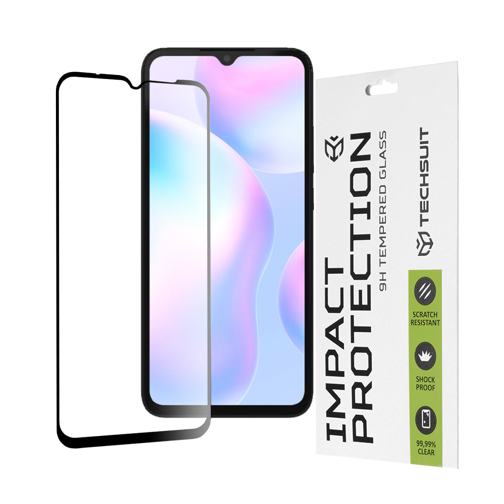 Προστατευτική μεμβράνη οθόνης Techsuit για Xiaomi Redmi A2+ / A2 / A1+ / A1 / 10A, Ασφαλισμένο γυαλί, Full Glue, 111D, Μαύρο