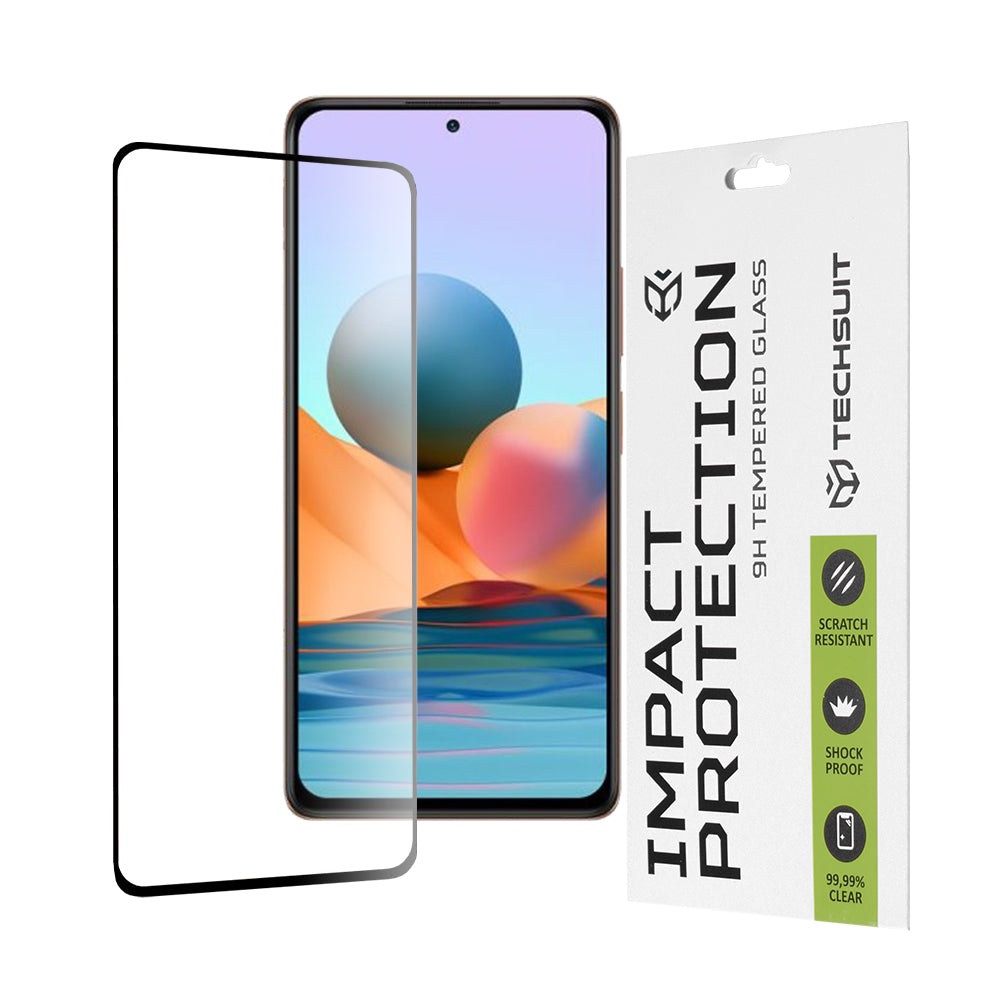 Προστατευτική μεμβράνη οθόνης Techsuit για Xiaomi Redmi Note 10 Pro Max / Note 10 Pro, Ασφαλισμένο γυαλί, Full Glue, 111D, Μαύρο