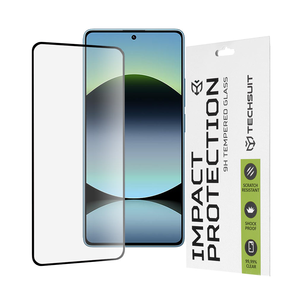 Techsuit Screen Protector Film for Xiaomi Redmi Note 14S, Tempered Glass, Full Glue, 111D, Black