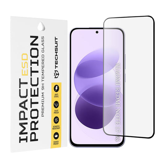 Προστατευτικό οθόνης Techsuit για Xiaomi Redmi Note 17 4G / Note 17 5G, Σκληρυμένο Γυαλί, Full Glue, Μαύρο