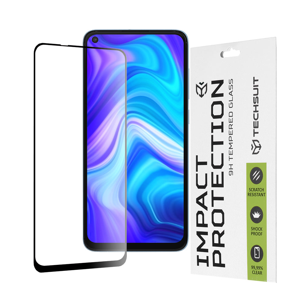 Techsuit Screen Protector Film for Xiaomi Redmi Note 9 / 10X 4G, Tempered Glass, Full Glue, 111D, Black