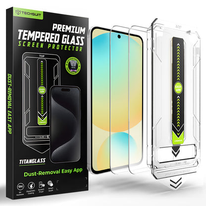 Προστατευτική μεμβράνη οθόνης Techsuit TitanGlass CrystalHD για Samsung Galaxy A56 A566 / S24 FE S721, Ασφαλισμένο γυαλί, Πλήρης κόλλα, Σετ 2 τεμαχίων