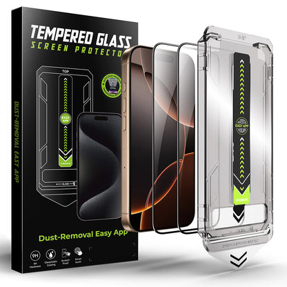 Techsuit TitanGlass Screen Protector for Apple iPhone 14 Pro Max, Tempered Glass, Full Glue, Set of 2 pieces, Black