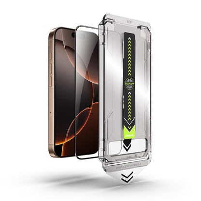 Προστατευτική μεμβράνη οθόνης Techsuit TitanGlass για Apple iPhone 15 Pro, Ασφαλισμένο γυαλί, Πλήρης κόλλα, Μαύρο