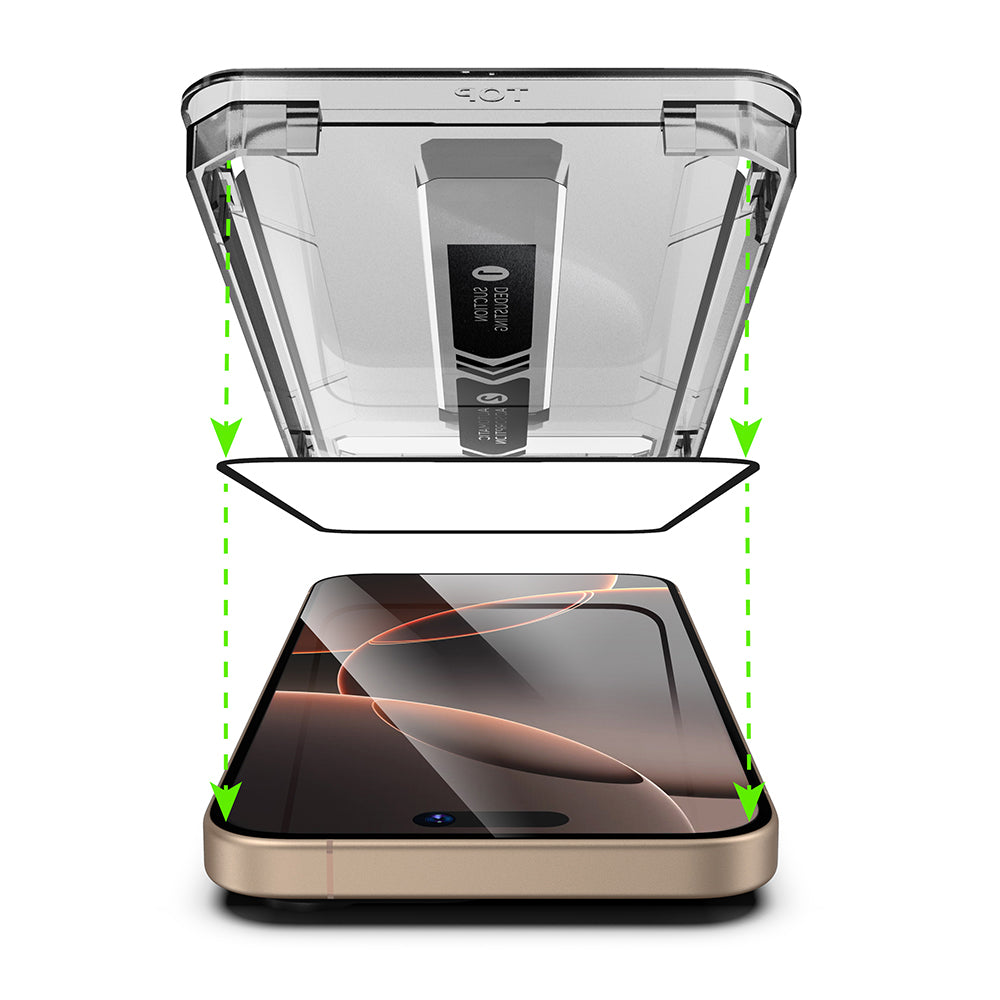 Προστατευτική μεμβράνη οθόνης Techsuit TitanGlass για Apple iPhone 16 / 15, Ασφαλισμένο γυαλί, Πλήρης κόλλα, Σετ 2 τεμαχίων, Μαύρο