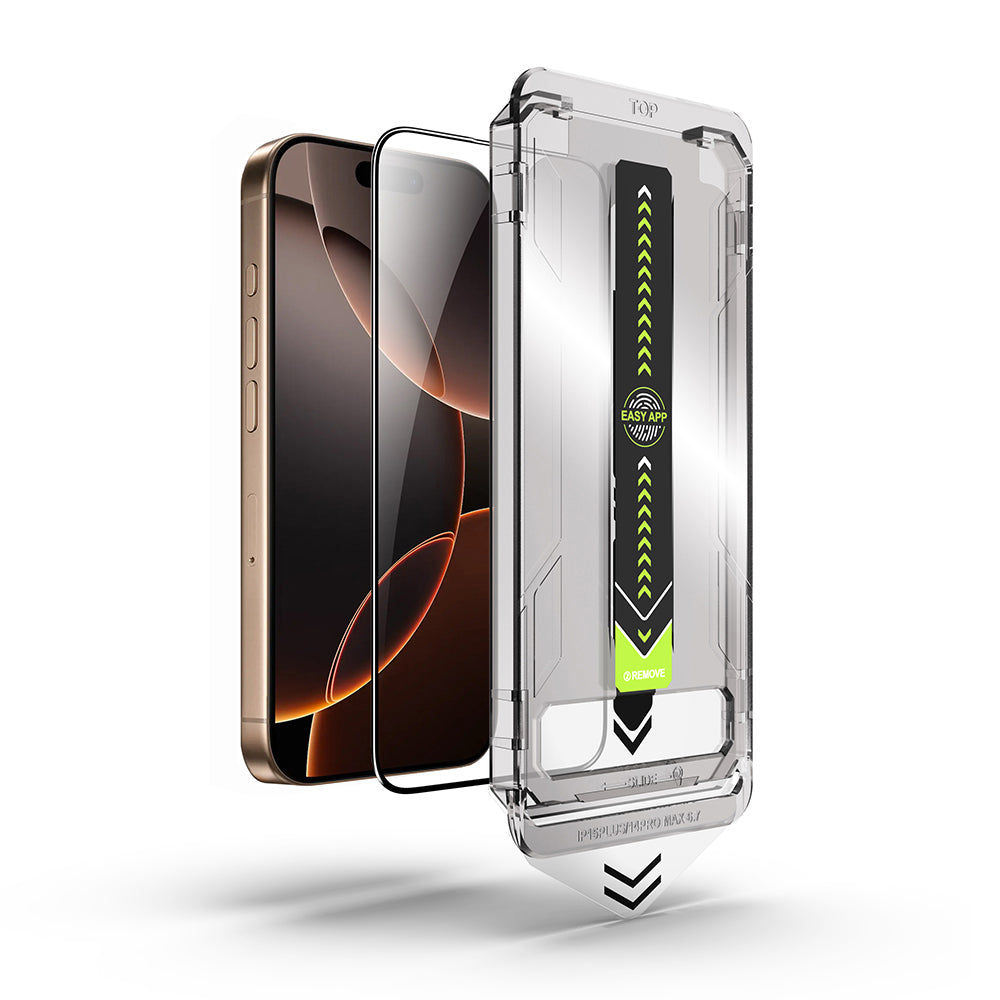 Προστατευτική Μεμβράνη Οθόνης Techsuit TitanGlass για Apple iPhone 17 / 16 Pro, Ενισχυμένο Γυαλί, Πλήρης Κόλληση, Μαύρη