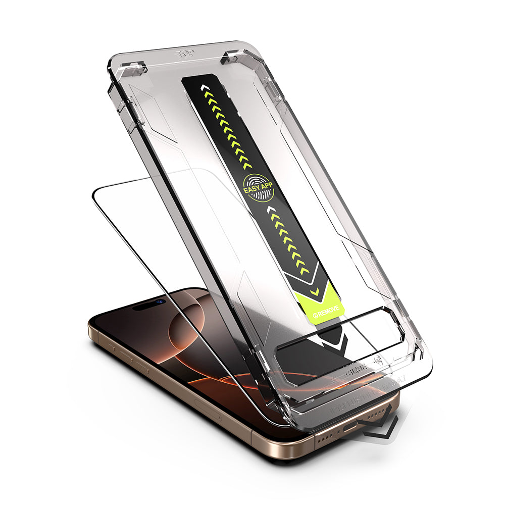 Προστατευτική Μεμβράνη Οθόνης Techsuit TitanGlass για Apple iPhone 17 / 16 Pro, Ενισχυμένο Γυαλί, Πλήρης Κόλληση, Μαύρη