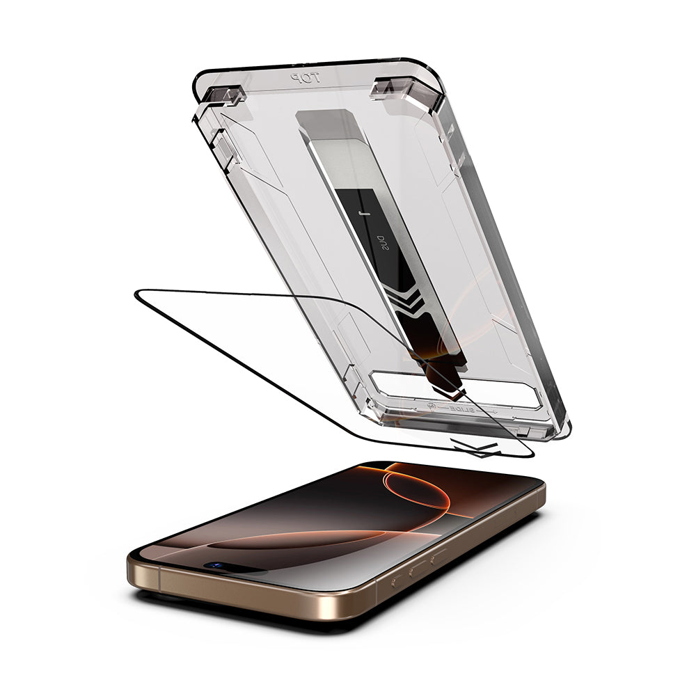 Προστατευτική Μεμβράνη Οθόνης Techsuit TitanGlass για Apple iPhone 17 / 16 Pro, Ενισχυμένο Γυαλί, Πλήρης Κόλληση, Μαύρη