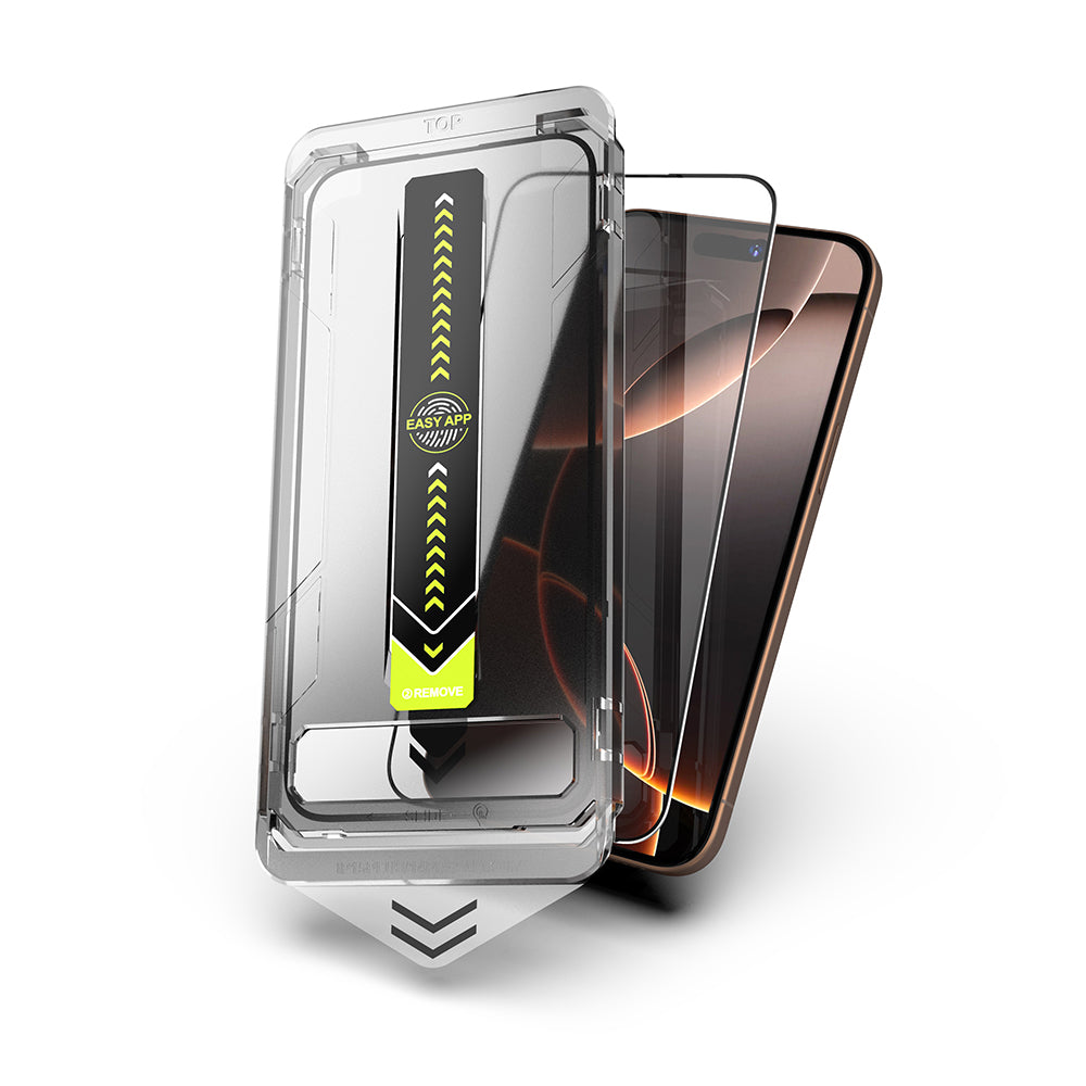 Προστατευτική Μεμβράνη Οθόνης Techsuit TitanGlass για Apple iPhone 17 / 16 Pro, Ενισχυμένο Γυαλί, Πλήρης Κόλληση, Μαύρη