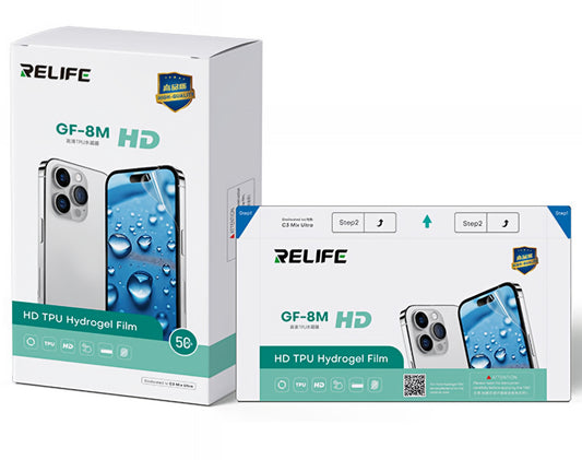 Φιλμ Υδρογέλης / TPU Relife GF-8M για Μηχάνημα Λαμιναρίσματος UV Κενό Sunshine C3 Mix Ultra, 120mm x 210mm, Σετ 50 τεμάχια