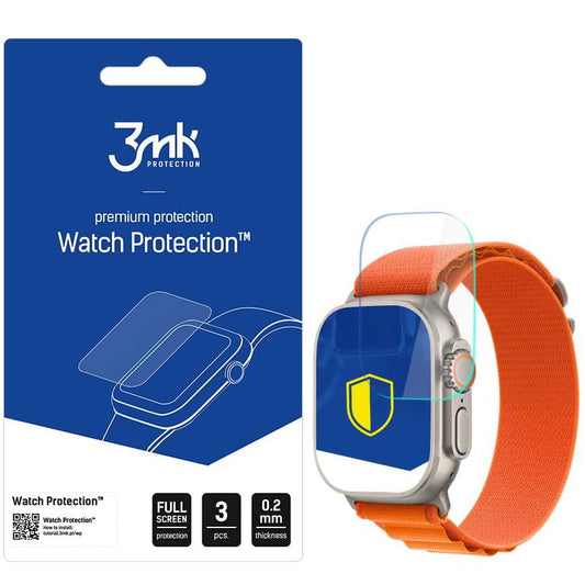 Προστατευτική Μεμβράνη 3MK FlexibleGlass για Apple Watch Ultra / Ultra 2 Series, Σετ 3 τεμαχίων, Ευέλικτο Γυαλί