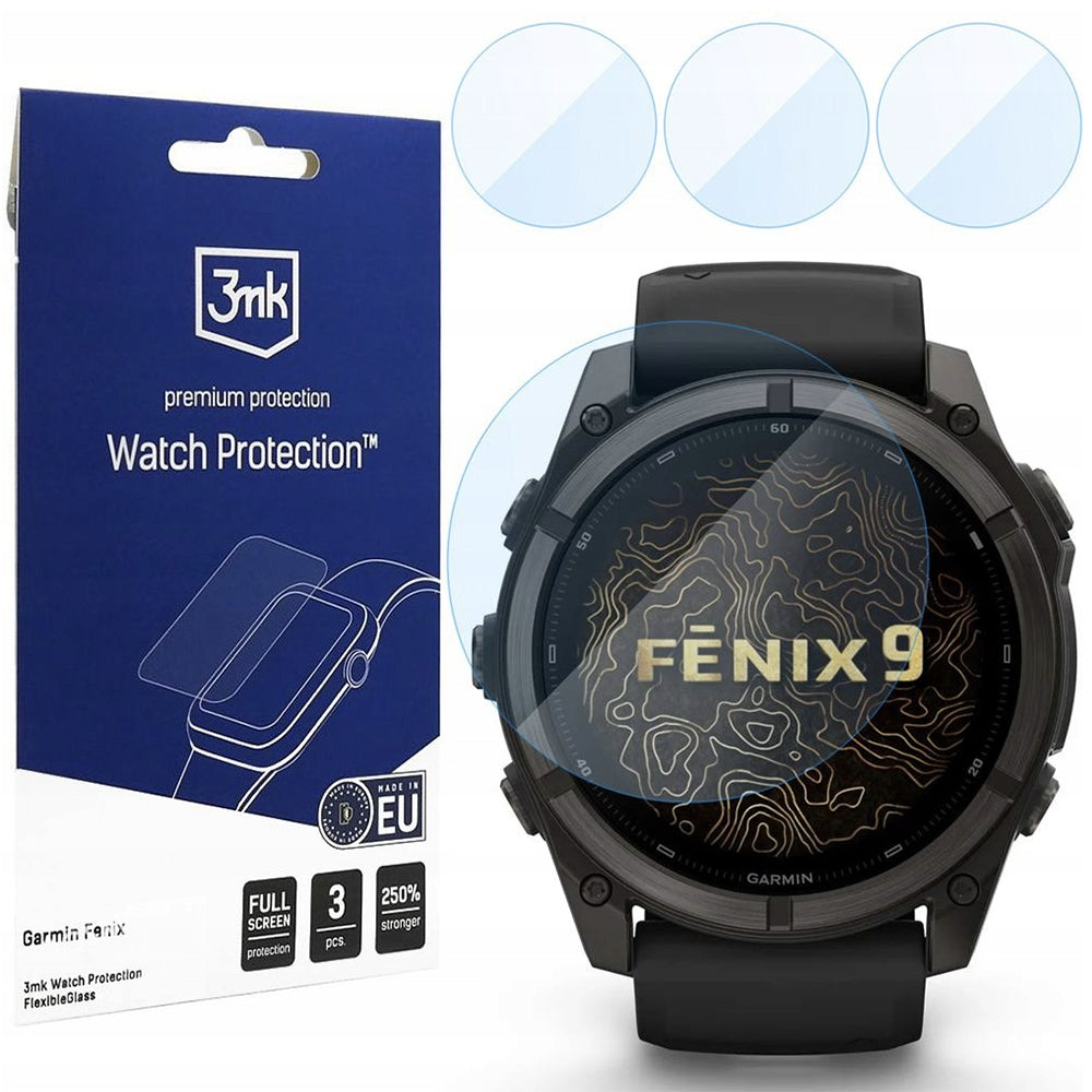 Προστατευτική Μεμβράνη 3MK FlexibleGlass για Garmin Fenix 9 51mm, Σετ 3 τεμαχίων, Ευέλικτο Γυαλί