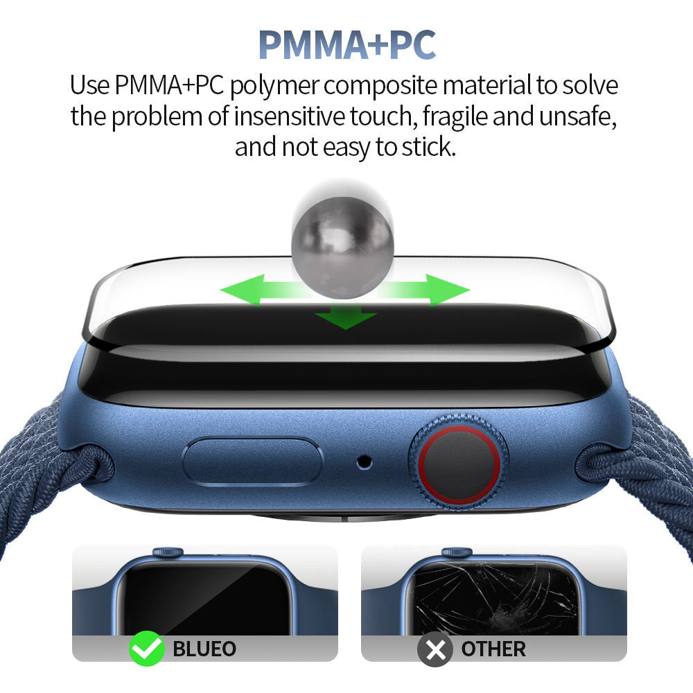 Blueo High Molecule Protective Film for Apple Watch 44mm Series, Tempered Glass, Black