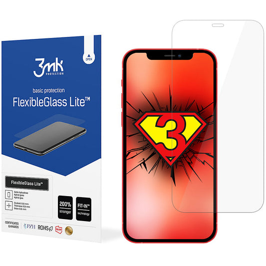 3MK FlexibleGlass Lite Screen Protector for Apple iPhone 12 / 12 Pro, Flexible Glass, Full Glue