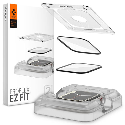 Spigen ProFlex EZ FIT Screen Protector for Apple Watch 9 / 8 / 7 45mm Series, Set of 2 Pieces, Flexible Glass, Black AFL04051