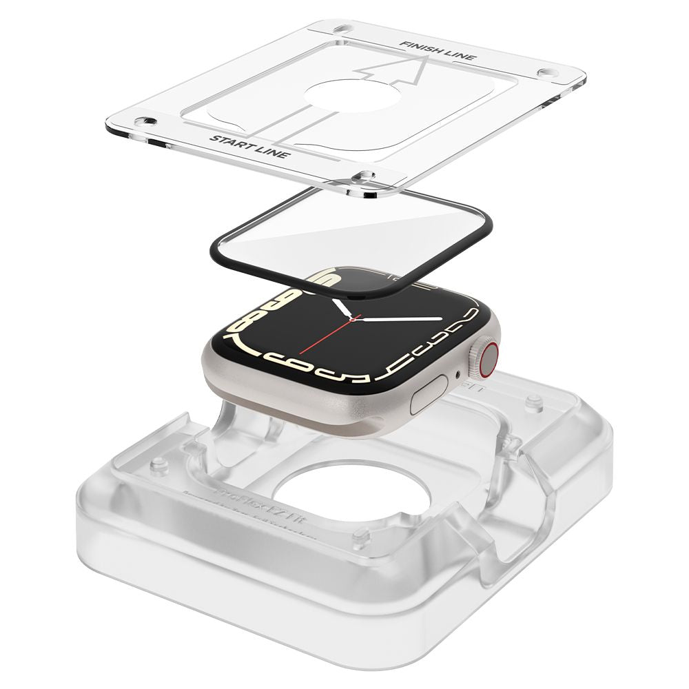 Spigen ProFlex EZ FIT Screen Protector for Apple Watch 9 / 8 / 7 45mm Series, Set of 2 Pieces, Flexible Glass, Black AFL04051
