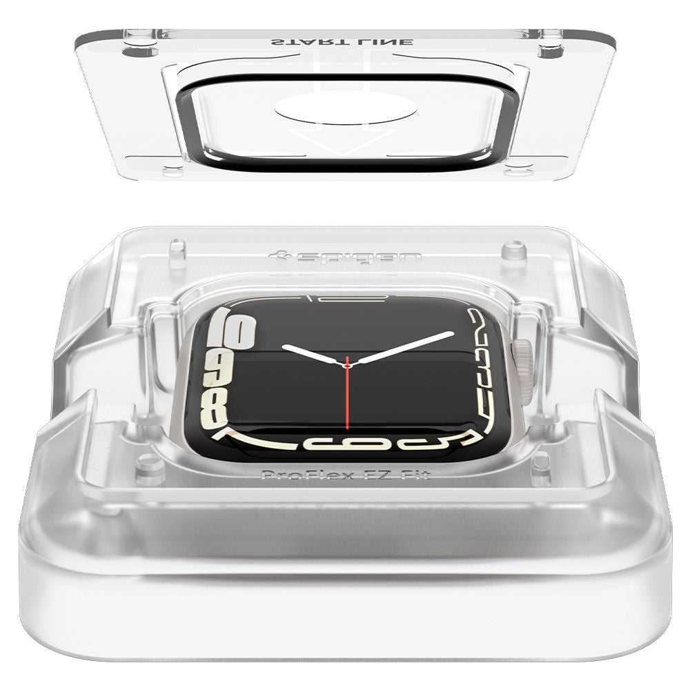 Spigen ProFlex EZ FIT Screen Protector for Apple Watch 9 / 8 / 7 45mm Series, Set of 2 Pieces, Flexible Glass, Black AFL04051
