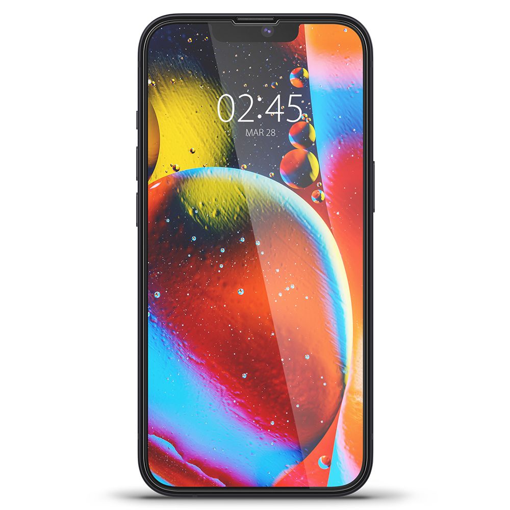 Spigen GlastR Slim Screen Protector for Apple iPhone 17e / 16e / 14 / 13 Pro, Tempered Glass, Full Glue, Black AGL03392