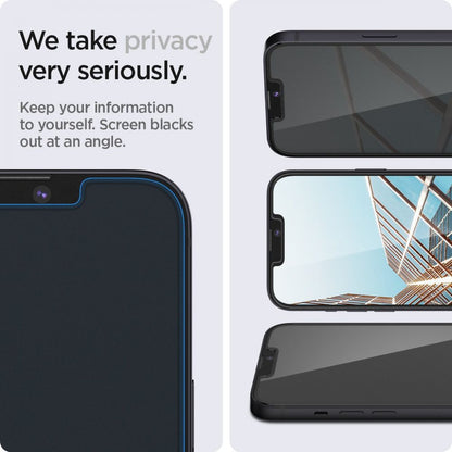 Προστατευτική Μεμβράνη Οθόνης Privacy Spigen GlastR EZ FIT για Apple iPhone 14 Plus / 13 Pro Max, Ενισχυμένο Γυαλί, Πλήρης Κόλληση, Σετ 2 τεμαχίων