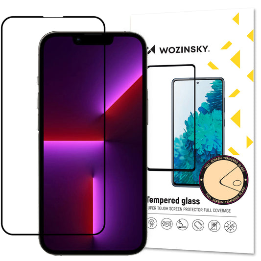 WZK Προστατευτικό οθόνης για Apple iPhone 14 Plus / 13 Pro Max, Προστατευμένο γυαλί, Πλήρης κόλληση, Μαύρο