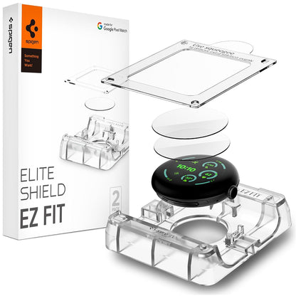 Spigen Elite Shield EZ FIT Screen Protector for Google Pixel Watch 41mm Series, Set of 2, Tempered Glass, Transparent AFL08524