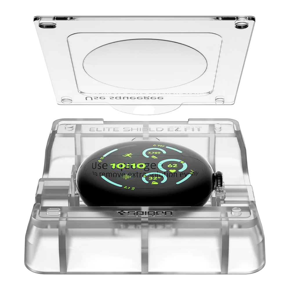 Spigen Elite Shield EZ FIT Screen Protector for Google Pixel Watch 41mm Series, Set of 2, Tempered Glass, Transparent AFL08524
