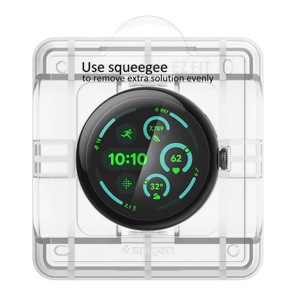 Spigen Elite Shield EZ FIT Screen Protector for Google Pixel Watch 41mm Series, Set of 2, Tempered Glass, Transparent AFL08524