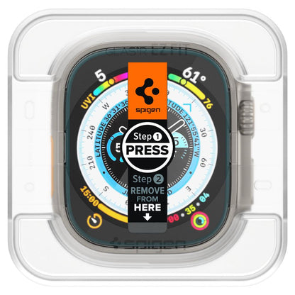 Προστατευτική Μεμβράνη Spigen GlastR EZ FIT για Apple Watch Ultra Series, Σετ 2 τεμαχίων, Ενισχυμένο Γυαλί AGL05556