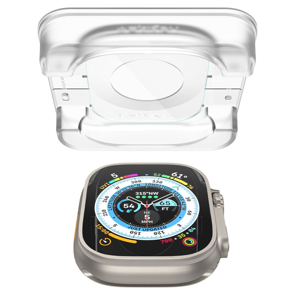Προστατευτική Μεμβράνη Spigen GlastR EZ FIT για Apple Watch Ultra Series, Σετ 2 τεμαχίων, Ενισχυμένο Γυαλί AGL05556