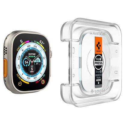 Προστατευτική Μεμβράνη Spigen GlastR EZ FIT για Apple Watch Ultra Series, Σετ 2 τεμαχίων, Ενισχυμένο Γυαλί AGL05556