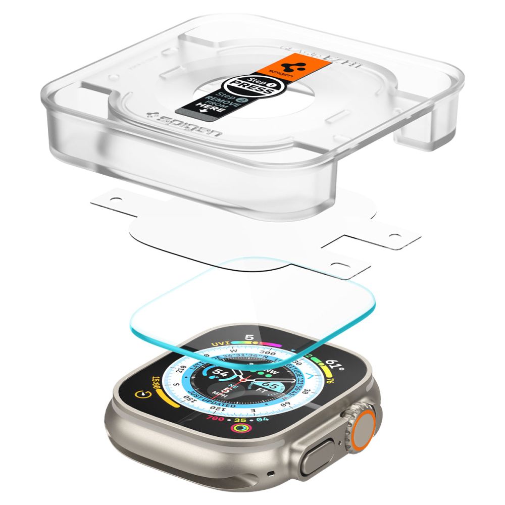 Προστατευτική Μεμβράνη Spigen GlastR EZ FIT για Apple Watch Ultra Series, Σετ 2 τεμαχίων, Ενισχυμένο Γυαλί AGL05556